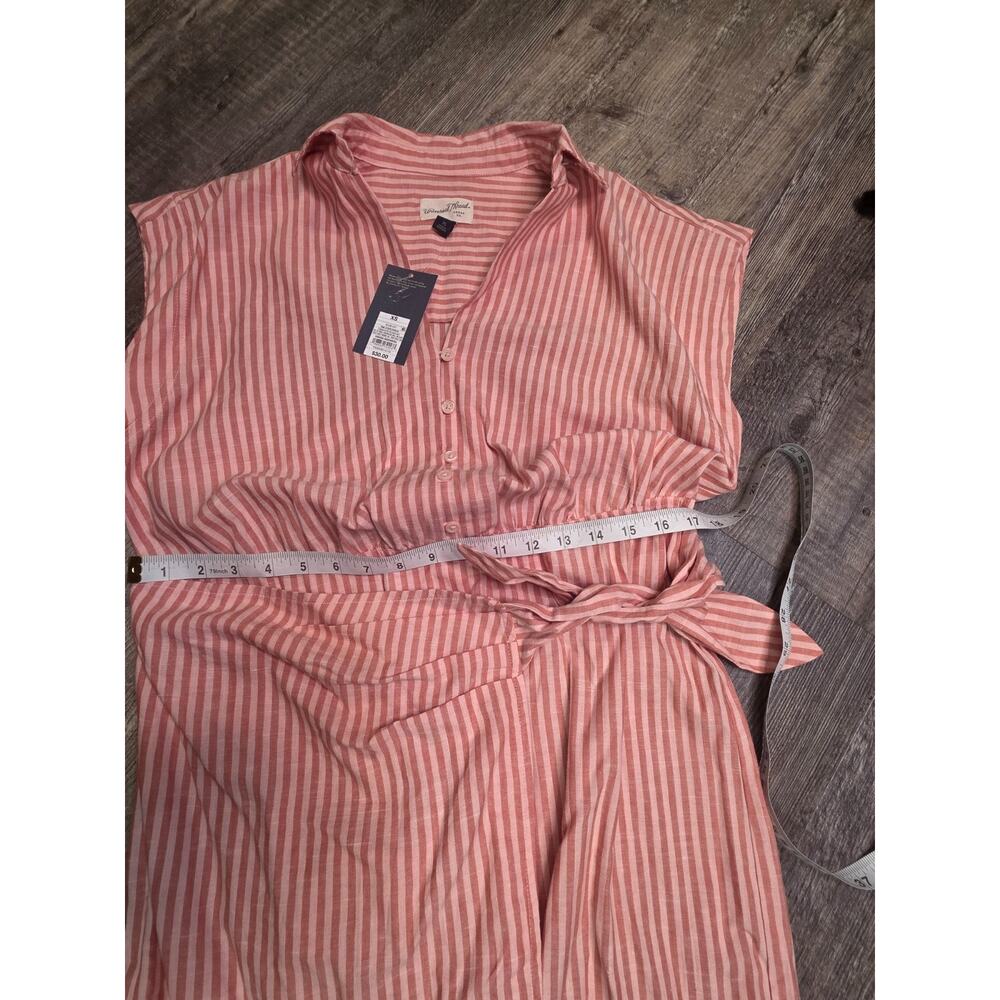 Universal Thread Womens XS Dress Pink Striped Button Front Tie Waist Midi NWT - Picture 3 of 7